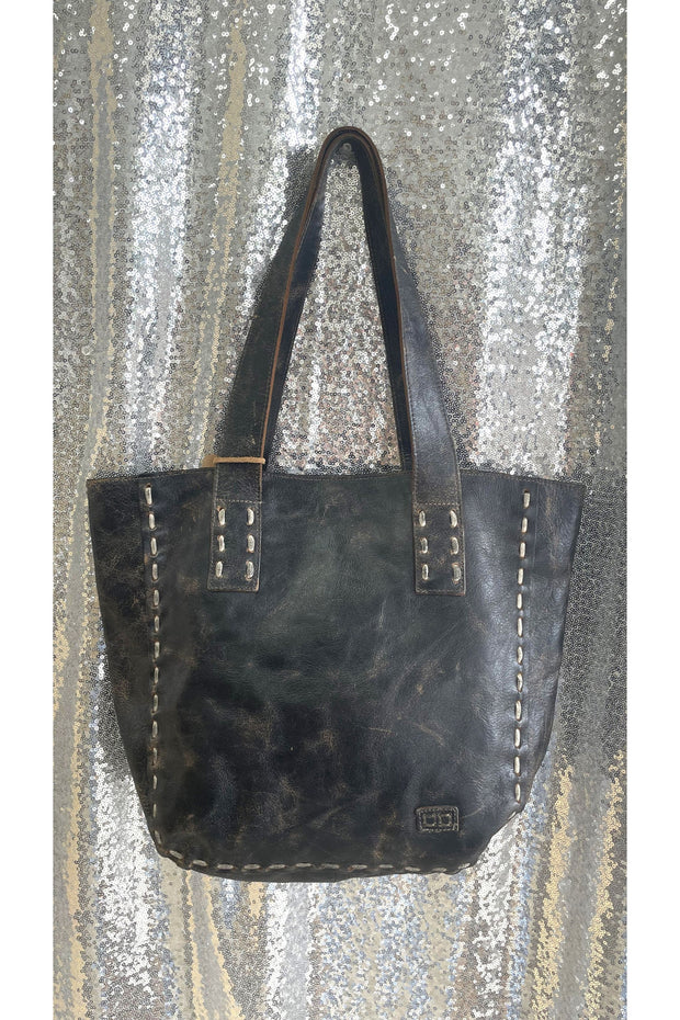 Black Stitched Leather Bag