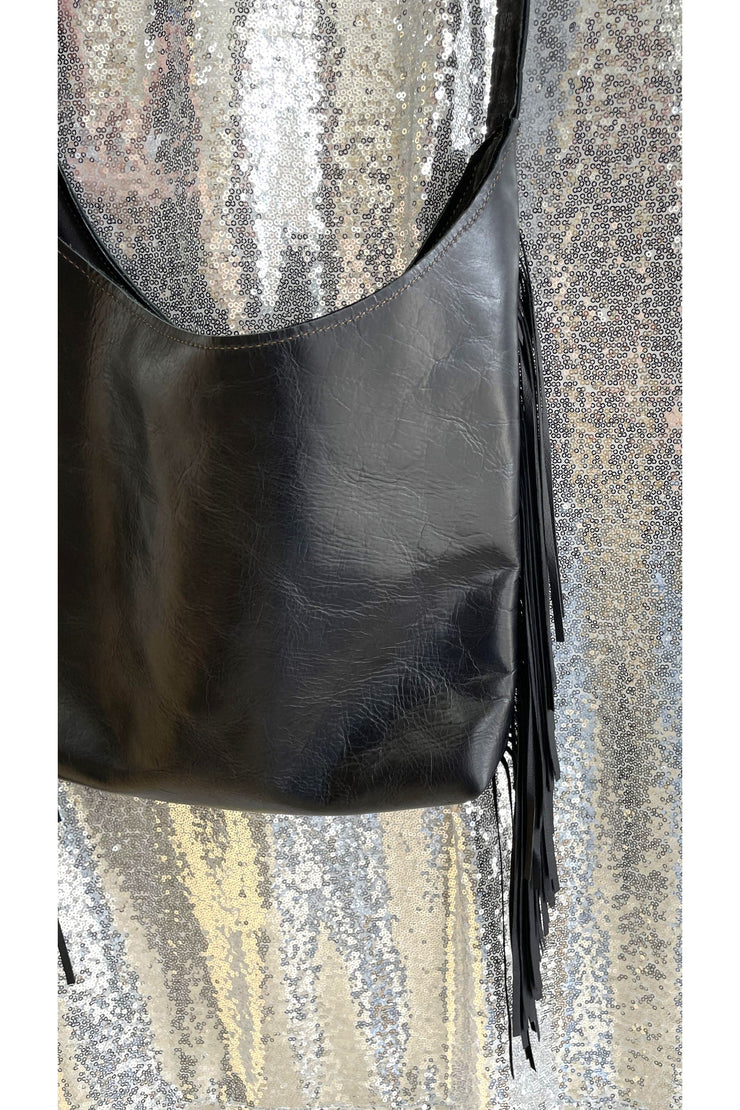 Black Leather Boho Purse