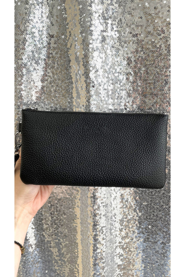 Black Leather Wristlet