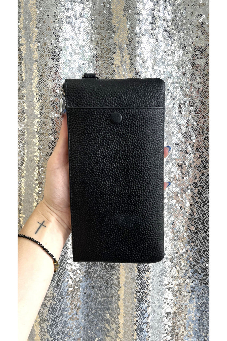 Black Leather Wristlet