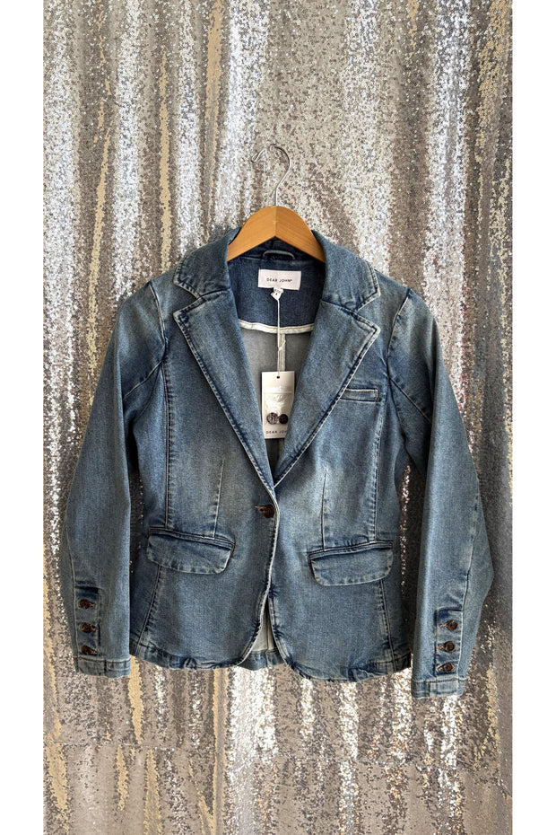 Denim One Button Jacket