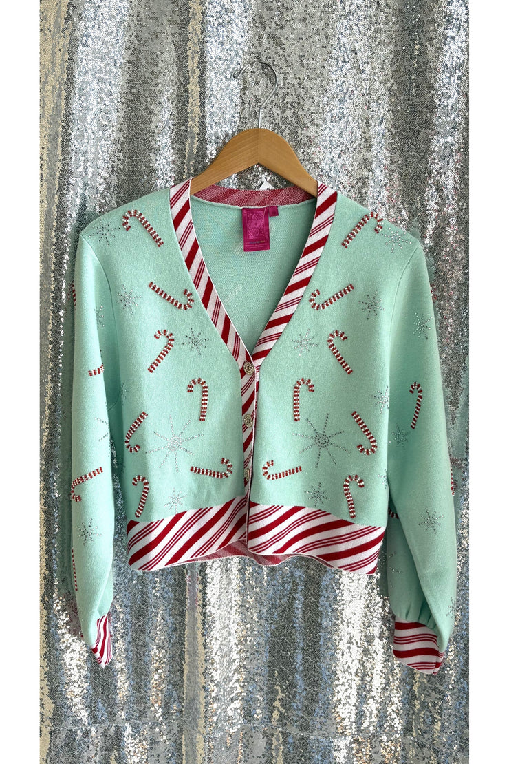 Queen of Sparkles Peppermint Candy Cardigan