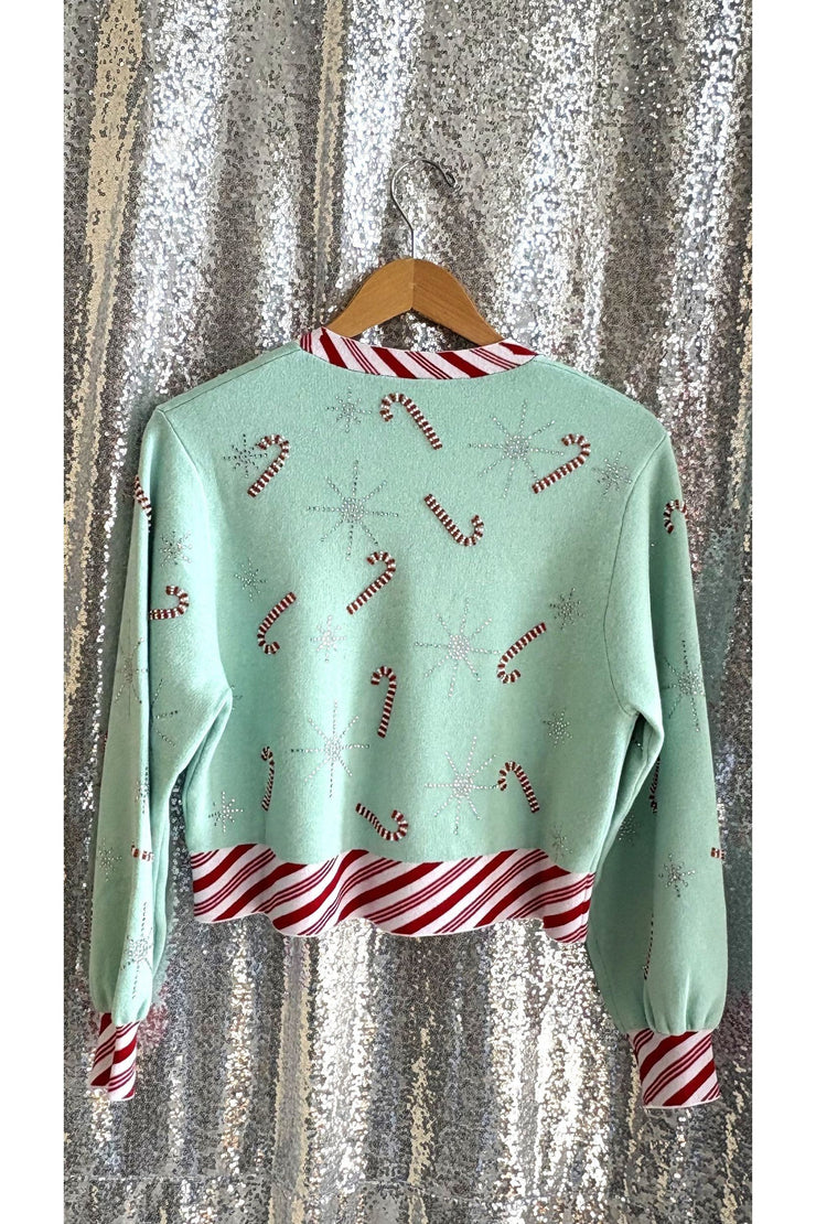 Queen of Sparkles Peppermint Candy Cardigan