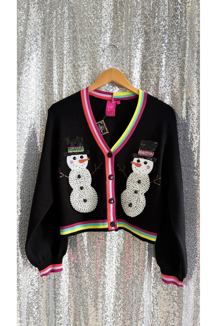 Queen of Sparkles Black Pearl Snowman Sweater