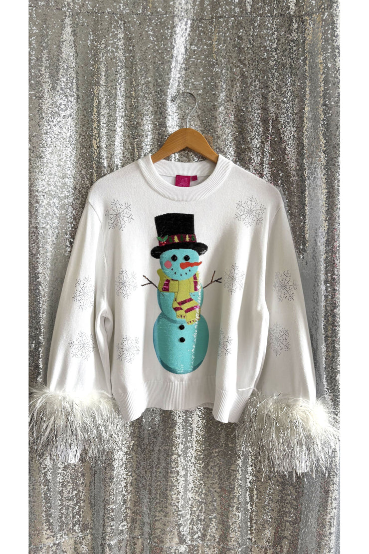 Queen of Sparkles Snowman Shimmer and Sequins Sweater