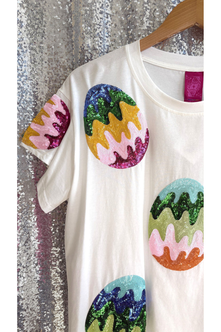 Queen of Sparkles Groovy Easter Egg Tee