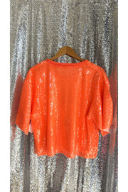 Orange Sequin Astros Crop Jersey