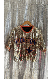 Gold Sequin Astros Crop Jersey