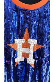 Blue Sequin Astros Crop Jersey