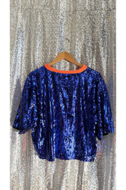 Blue Sequin Astros Crop Jersey