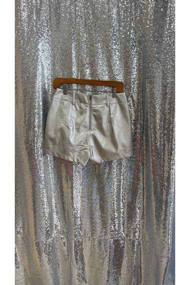 Front Pocket Metallic Silver Shorts