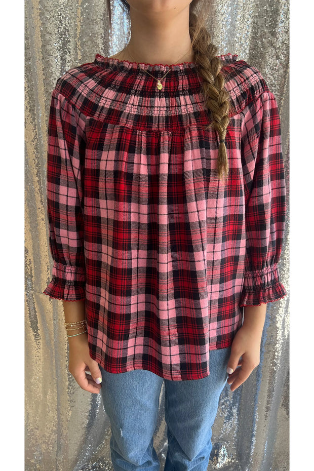 Blushing Tartan Blouse