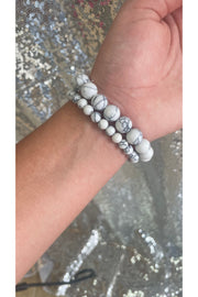 Small Black and White Marble Beaded Bracelets