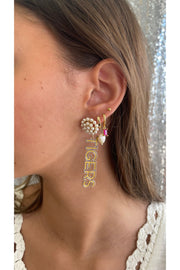 LSU Tigers Pearl Cluster Outline Drop Earrings