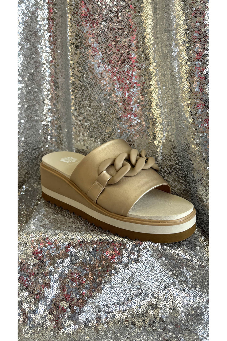 Alora Golden Wedge Sandals