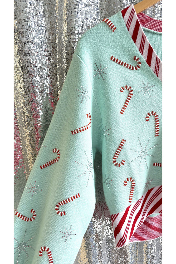 Queen of Sparkles Peppermint Candy Cardigan