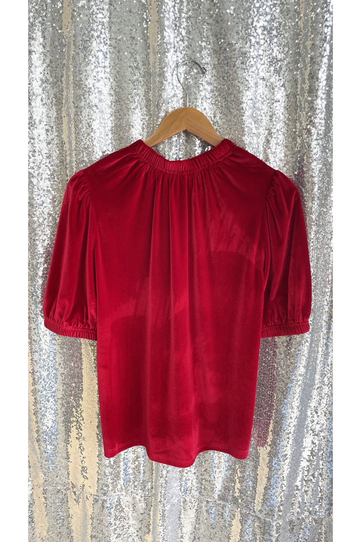 Cherry Velvet Blouse