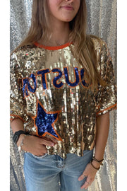 Gold Sequin Astros Crop Jersey