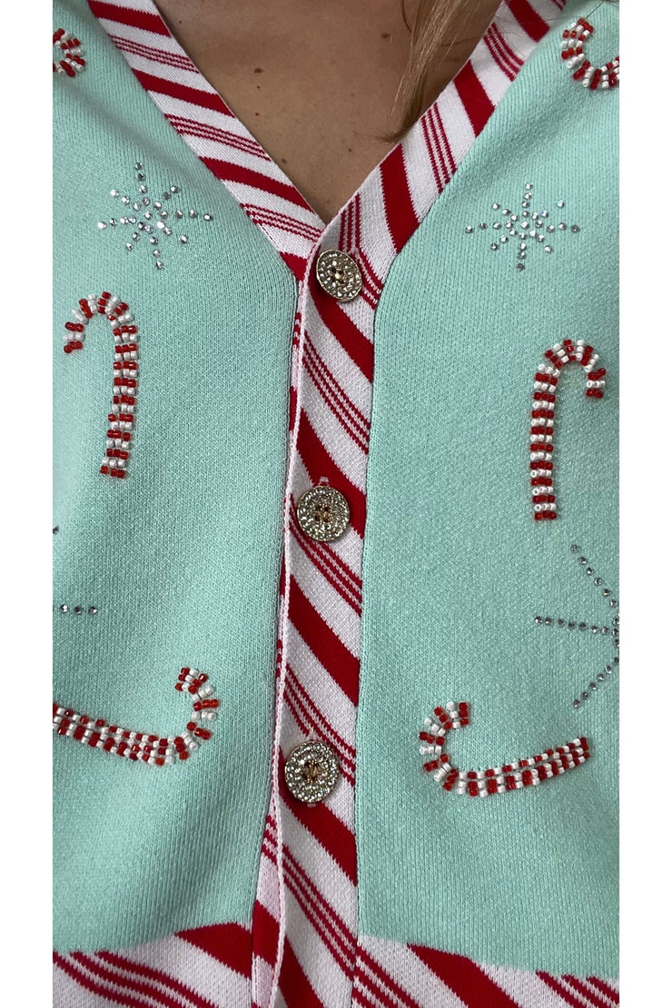 Queen of Sparkles Peppermint Candy Cardigan