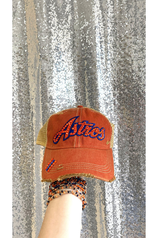 Orange Bling Astros Cap