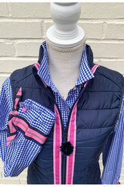 Pink And Navy French Ribbon Top