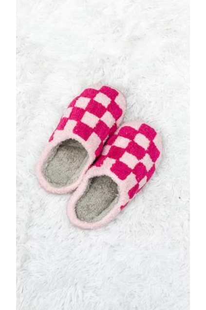 Pink Checkered Slippers