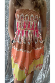 Bali Print Strapless Dress