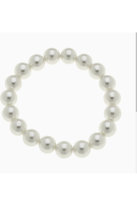 Chloe Beaded Pearl Stretch Bracelet in Ivory