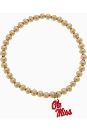 Ole Miss Rebels Ball Bead Stretch Bracelet in Satin Gold