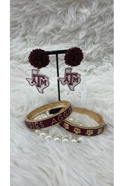 Texas Shaped A&M Earrings