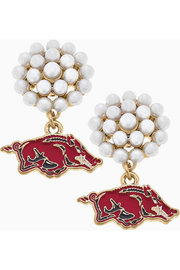 Arkansas Razorbacks Pearl Cluster Enamel Drop Earrings