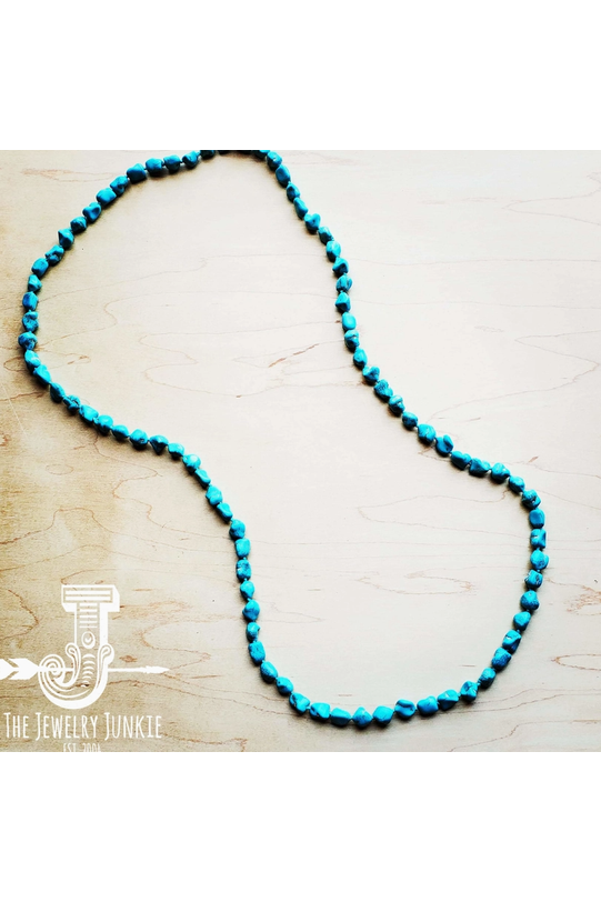 Long Boho Turquoise Beaded Necklace