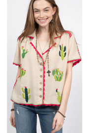 Sister Mary Cactus Flower Blouse