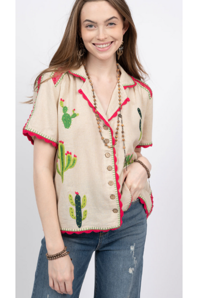 Sister Mary Cactus Flower Blouse