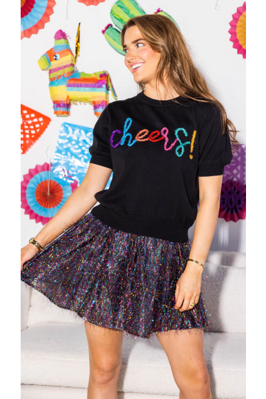Queen of Sparkles Cheers Short Sleeve Sweater