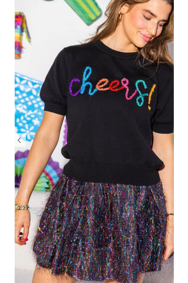 Queen of Sparkles Cheers Short Sleeve Sweater