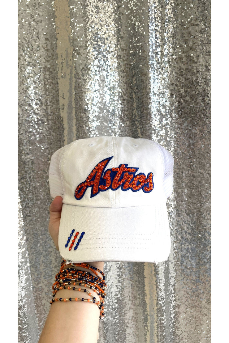 White Bling Astros Cap