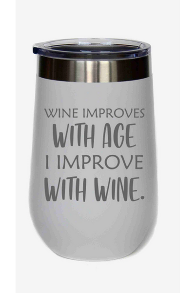 "Wine Improves With Age" Tumbler