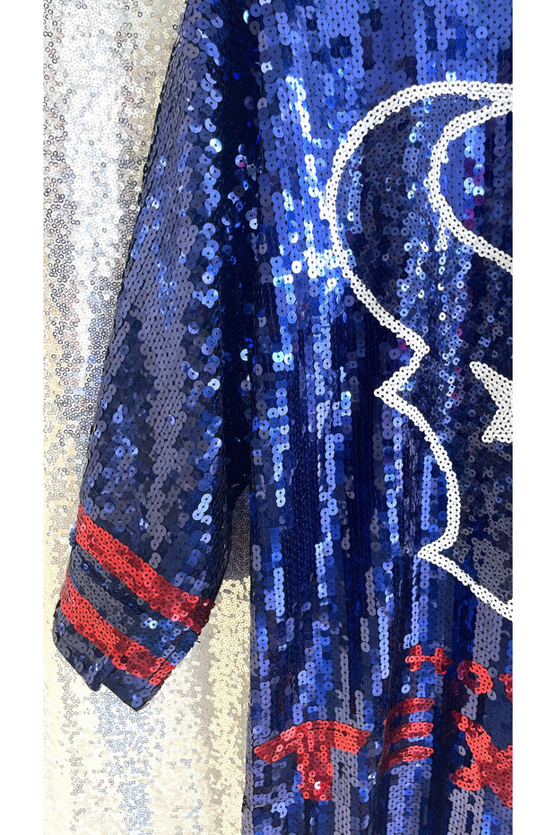 Blue Oversized Sequin Texans Jersey