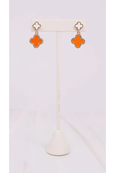 Orange/White Clover Earrings