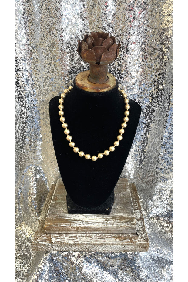 Chloe Beaded Necklace in Worn Gold