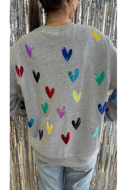 Queen of Sparkles Gray Sequined Heart Sweatshirt