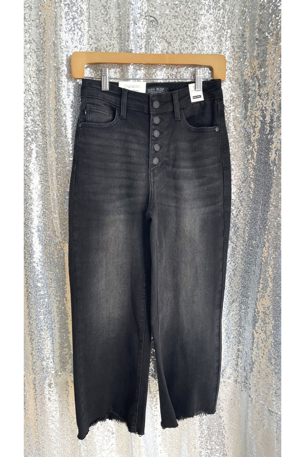 Judy Blue Raw Hem Wide Crop Jean