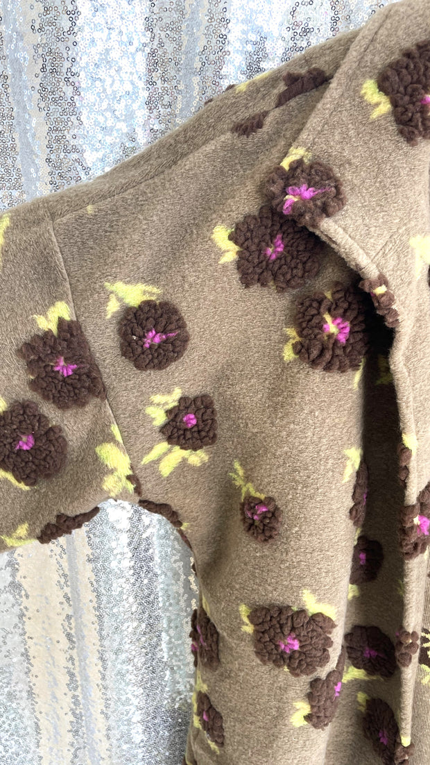 Mocha Floral Sherpa Jacket