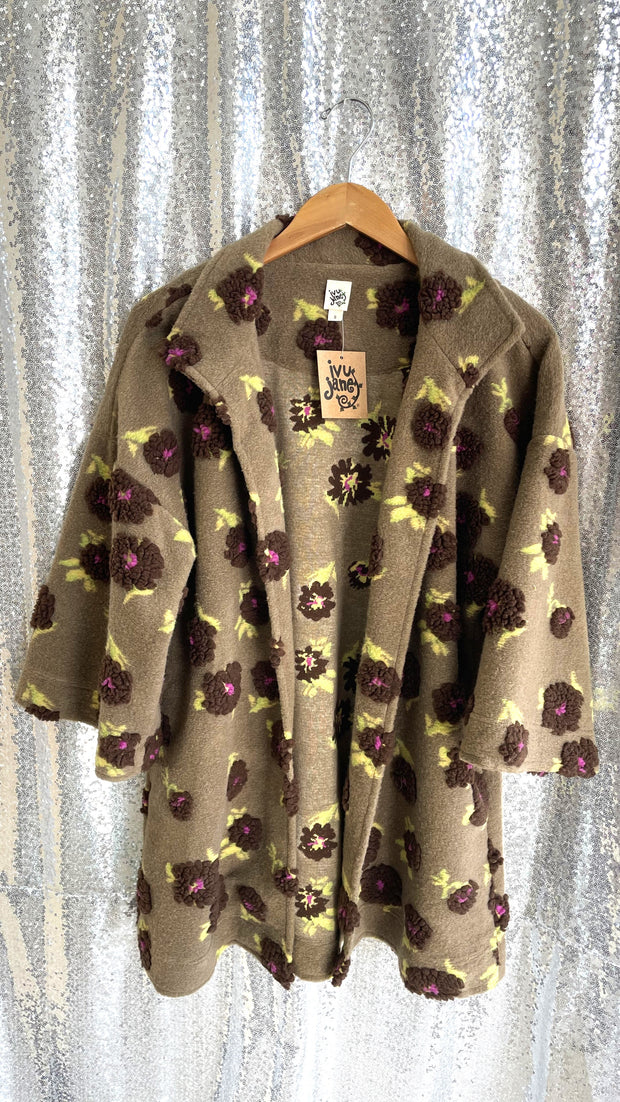 Mocha Floral Sherpa Jacket