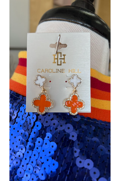 Orange/White Clover Earrings