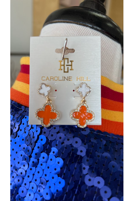 Orange/White Clover Earrings