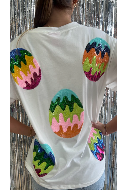 Queen of Sparkles Groovy Easter Egg Tee