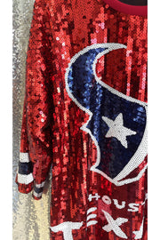 Red Oversized Sequin Texans Jersey