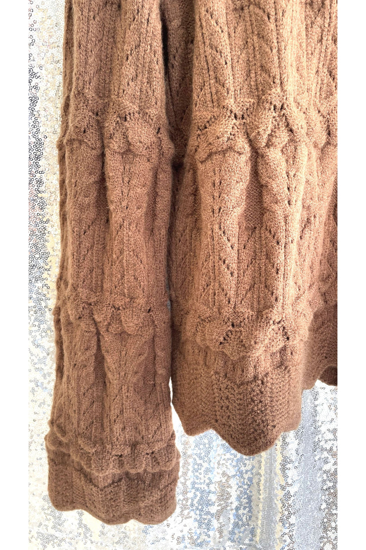 Chocolate Scalloped Edge Sweater